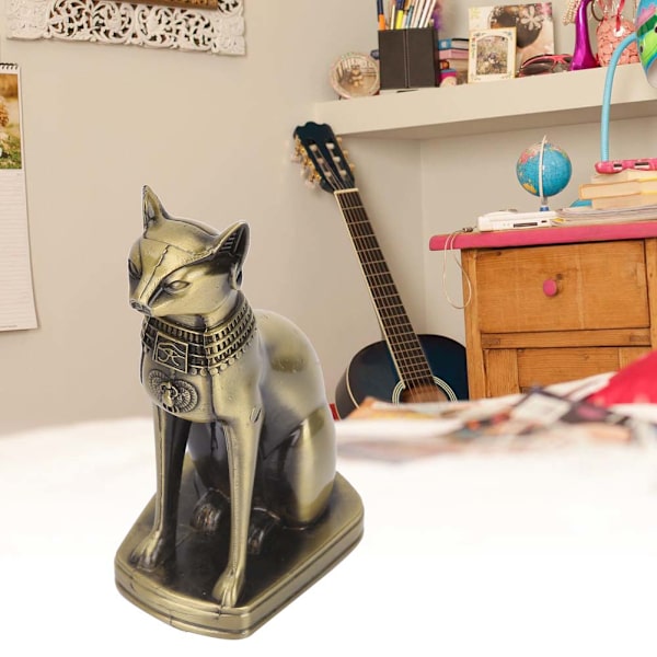 Metallisk Antikk Egyptisk Katt Statue Figur Modell Hjem Innredning Ornamenter Skrivebord Dekor