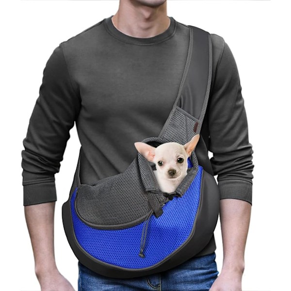 Bæresele til kæledyrshunde, åndbar mesh, rejse sikker bæresele til hunde og katte Blue Medium