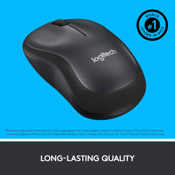 Logitech M220 SILENT Langaton Hiiri, 2.4 GHz USB-vastaanottimella, 1000 DPI Optinen Seuranta, 18 Kuukauden Akku, Molemmille Käsivarsille Sopiva, Yhteensopiva PC:n, Macin, Kannettavan Tietokoneen Kanssa Black