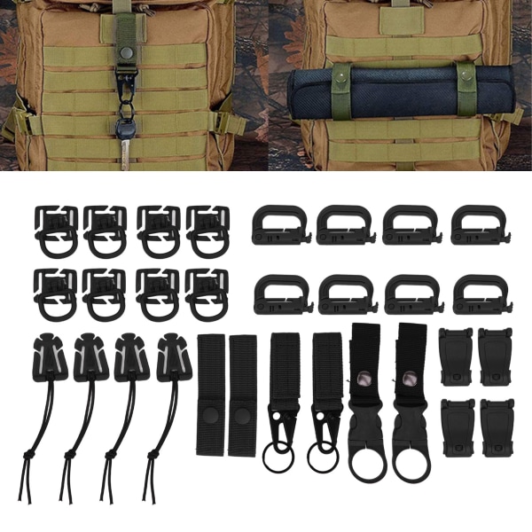 30 Pcs Molle Attachments D Buckle Backpack Buckle Nylon Ribbon Backpack Accessories for Picnics Camping Travel