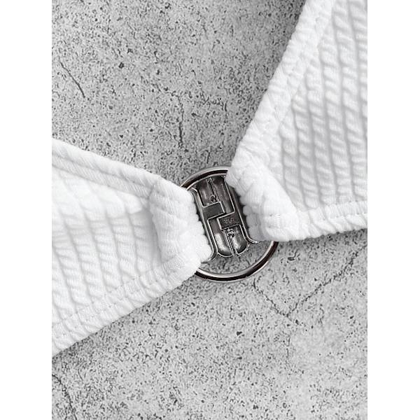 WJSM Dam Ribbade O-Ring String Bikini Badkläder Cheeky Trosa Baddräkt Två Delar 338_white M