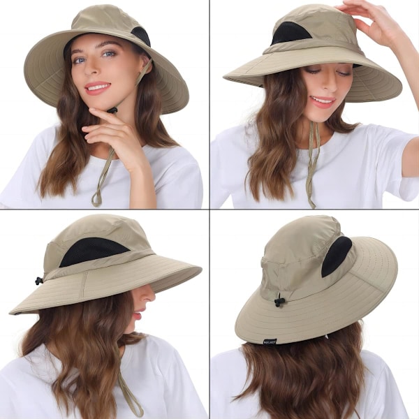 Unisex Solhatt, Vattentät Bredbrättad Bucket Hat Packbar Boonie Hat för Fiske Vandring Trädgårdsskötsel Safari Strand Khaki Green