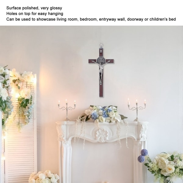 Jesus Kristus Korsfestelses Katolsk Jesus Kors Veggdekorasjon Metall Kors Henger for Stue Soverom Døråpning S