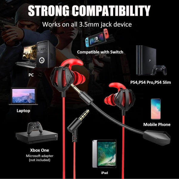Pelikuulokkeet mikrofonilla Langalliset pelikuulokkeet PC Yhteensopiva PS4 Xbox One PS5 Playstation Game -matkapuhelimen, irrotettavan stereobassokuulokkeen kanssa