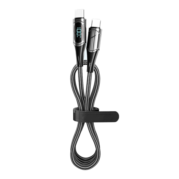 Hurtiglading datakabel PD LED digital display USB datalinje for bærbar PC nettbrett telefon 6,6 fot Black