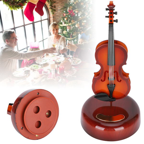 Roterande Violinsformad Musikask Musikinstrumentmodell Heminredning med Stativ