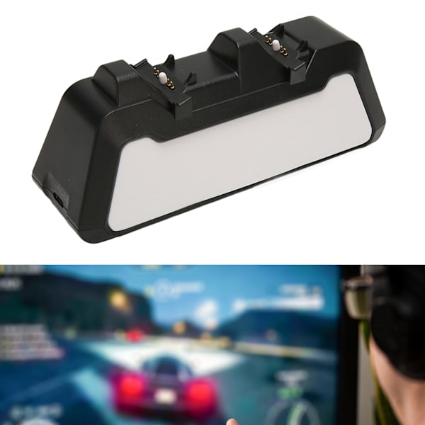 Laddningsstation för PS5-kontroll, snabbladdning, dubbla kontroller, laddningsställ med laddningsindikator, svart