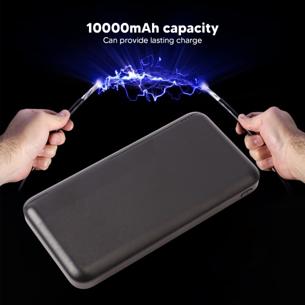 10000mAh Powerbank Universell Svart ABS Brandskyddshus Bärbar Laddare för Smartphones Kameror