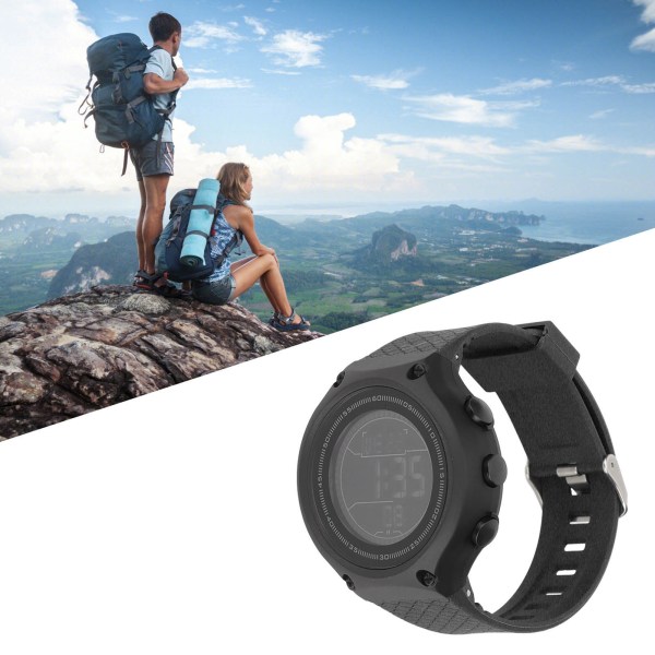 Sports Ur Smartwatch Vandtæt LCD Baggrundsbelyst Display Digital Intelligent Ur til Mænd Løbetræning Cykling Daglig Sort Dial Sort Rem