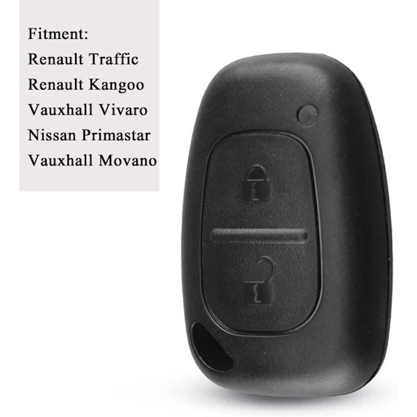 2 Knappar Bilnyckel Fodral Kompatibel med Renault Opel Vauxhall Vivaro Movano Traffic Kangoo För Nissan Fjärrnyckel Ersättning utan Blad (1
