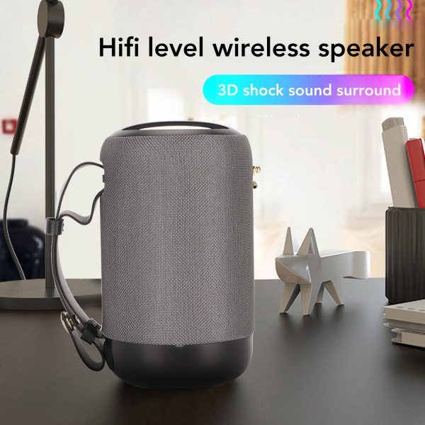 Bluetooth-högtalare multifunktionell IPX5 vattentät stark bas stereoljud handsfree-samtal bärbar trådlös högtalare för hemresa fest Grey