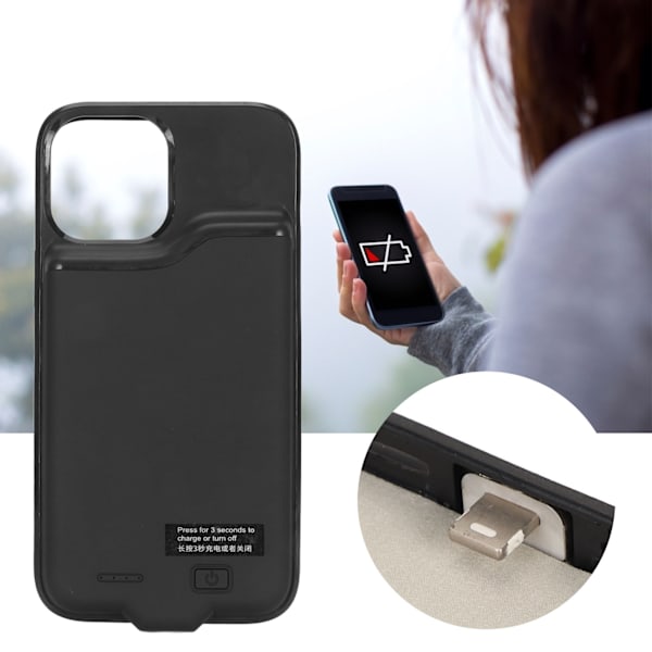 6,7 tommer 5500mAh batteri oplader etui eksternt powerbank batteri opladningsetui til Iphone 12 Pro Max Black