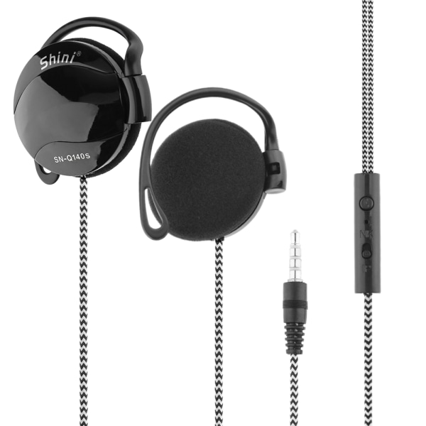 Sports Ear Hook Polstret Stereo Over the Ear-hovedtelefoner Headset med flettet kabelmikrofonkontrol