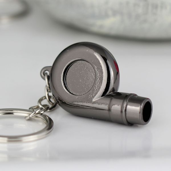 Kreativt Spindende Nyt Krom Poleret Gunmetal Sort Turbo Turbolader Nøglering Nøglekæde Ring Nøglering Nøglebrik, Lav Fløjtelyd