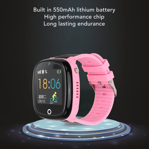1,44 tommer børns smartwatch til drenge og piger med tovejs stemmeopkald IP67 vandtæt SOS-alarm touch screen telefonur Pink