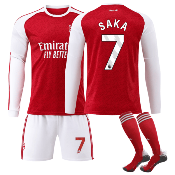 25-26 Arsenal Långärmad NO.7 Saka Fotbollskit - Höst Vinter Set, Barnuniform L