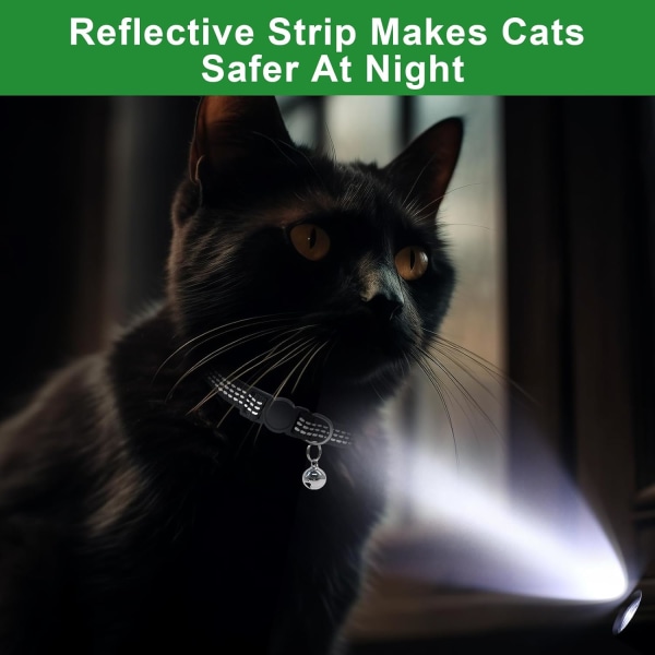10 pakke utbrytende kattehalsbånd - reflekterende kattehalsbånd Svart justerbart kattehalsbånd med bjeller for jente Gutt Katter Kjæledyrsgaver Tilgang til ting