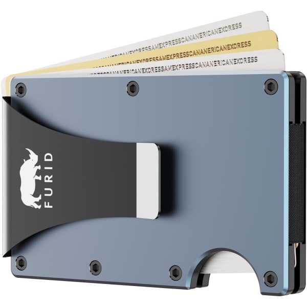 RFID-pung til mænd Slank: Pung med forlomme med pengeklemme, Minimalistisk pung til mænd, kreditkortholder-punge til mænd, gave Navy Blue