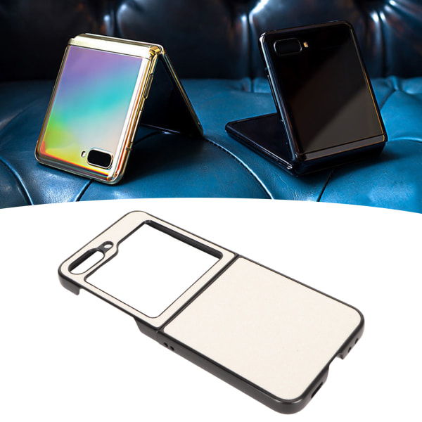 Käännettävä phone case Tyylikäs ABS-putoamista estävä avautumissuojattu phone case Z Flip 5:lle White Glitter