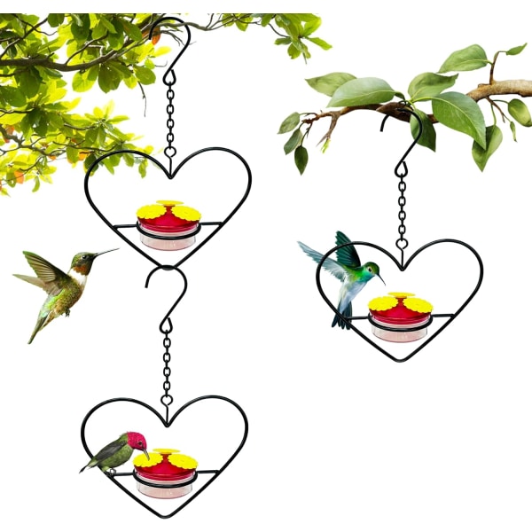 Kolibrimater, fuglematere for utendørs, hengende kolibrimater, terrasse utendørs gaver til fugleelskere (hjerte) Heart