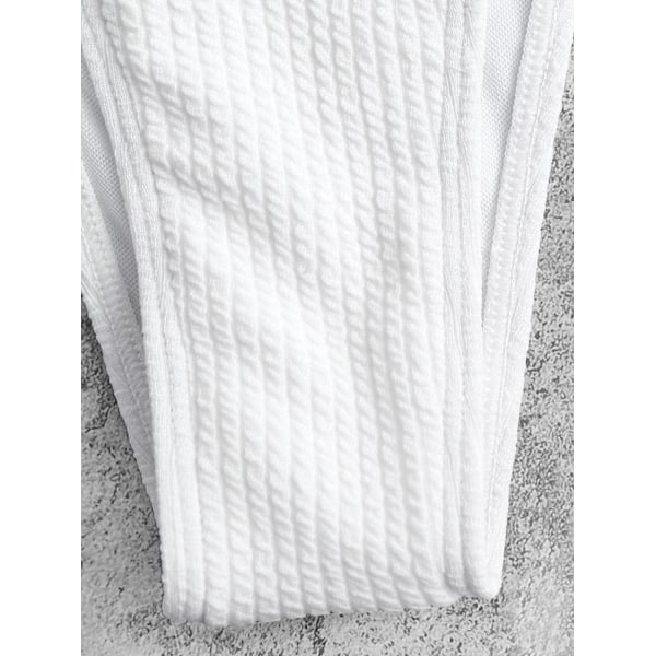 WJSM Dam Ribbade O-Ring String Bikini Badkläder Cheeky Trosa Baddräkt Två Delar 338_white M