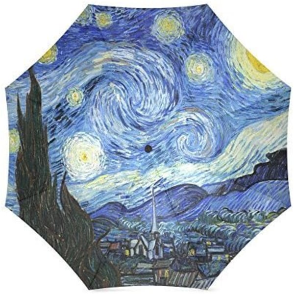 The Starry Night af Vincent Van Gogh, Landskabsmaleri Sammenklappelig regnparaply/parasol/solparaply