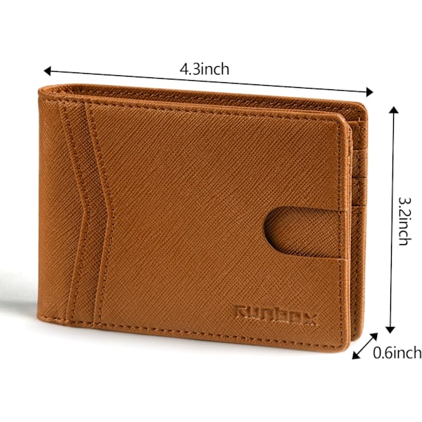 Herrar Plånböcker 15 Kortplats Slim Rfid Läder 2 ID-Fönster Med Presentask Herrtillbehör A Brown