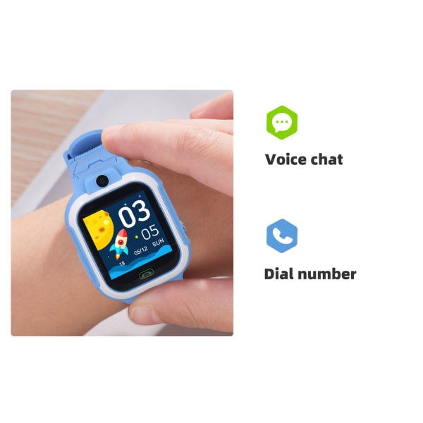 Kids Smart Watch IP67 Vandtæt Multifunktionel 4G Calling Voice Message Intelligent Watch til børn Blue