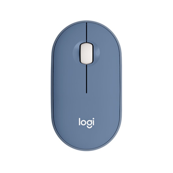 Logitech M350 Pebble trådløs mus med Bluetooth eller 2,4 GHz-mottaker, stillegående, slank datamaskinmus med stille klikk Blue