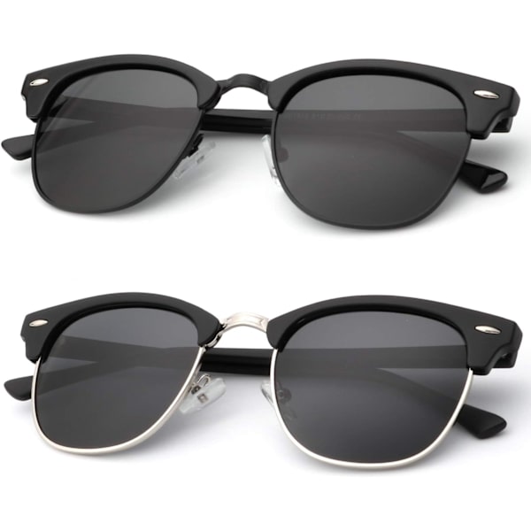 Polarisoidut aurinkolasit miehille ja naisille, puolireunattomat kehykset, ajolasit, UV-suoja Glossy Black & Black