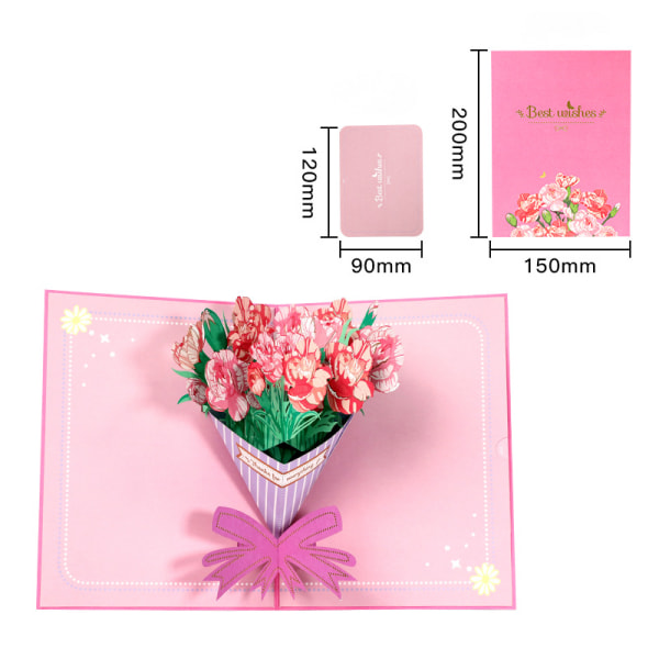 Mors Dag Pop Up Card, Love You Mom, Til Mor, Kone, Enhver - 5" x 7" Cover - Inkluderer konvolut og notemærke