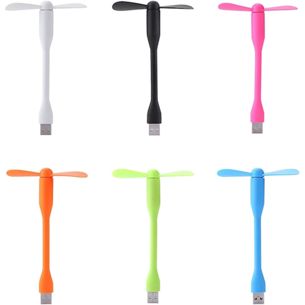 USB Fleksibel Fan, Mini Bærbar Kølefan USB-Drevet til Powerbank Laptop PC AC-Lader - 2 Pak (Sort) Black