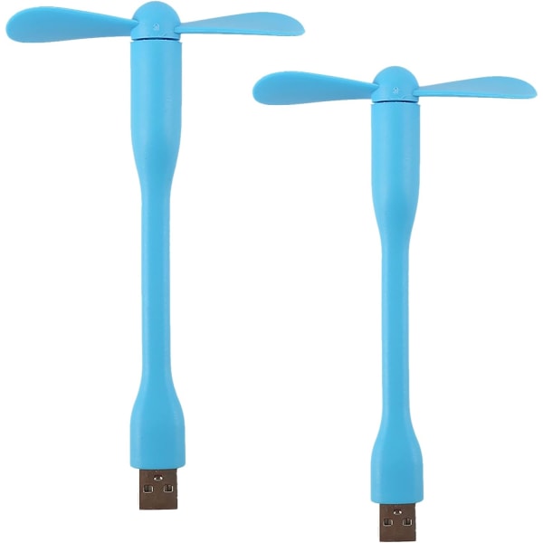 USB-fleksibel blæser, mini-bærbare køleventilatorer USB-drevet til Power Bank Laptop PC AC-oplader - 2-pak (blå) Blue