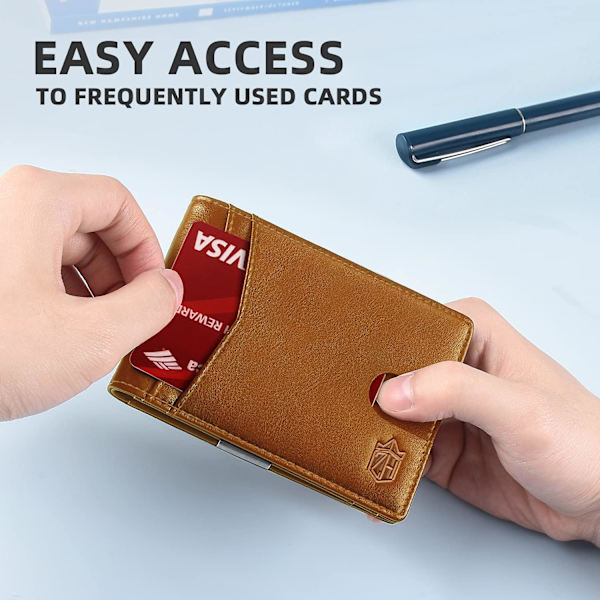 Ohut lompakko miehille, lahjat, 12 korttipaikkaa, henkilöllisyystodistuksen ikkuna, rahaklipsi, minimalistinen RFID, etutasku, bifold-nahka, pieni, ohut, lahjapakkaus, isän syntymäpäivä, Christ Leather California Dessert