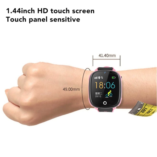 1,44 tommer børns smartwatch til drenge og piger med tovejs stemmeopkald IP67 vandtæt SOS-alarm touch screen telefonur Pink
