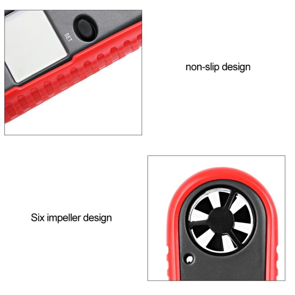 LCD Digital Lommemåler Temperatur Anemometer Tester Alarm 0- 30m/s