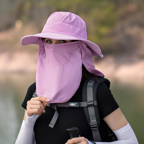 Aurinkohatut miehille Naisten kalastushattu UPF 50+ hengittävä leveäreunainen kesähattu UV-suojalla Purple