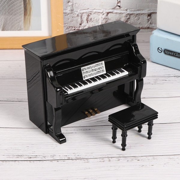 Træ Miniature Opretstående Klaver Mini Musikinstrument Model Børn Gave Home Decor Black