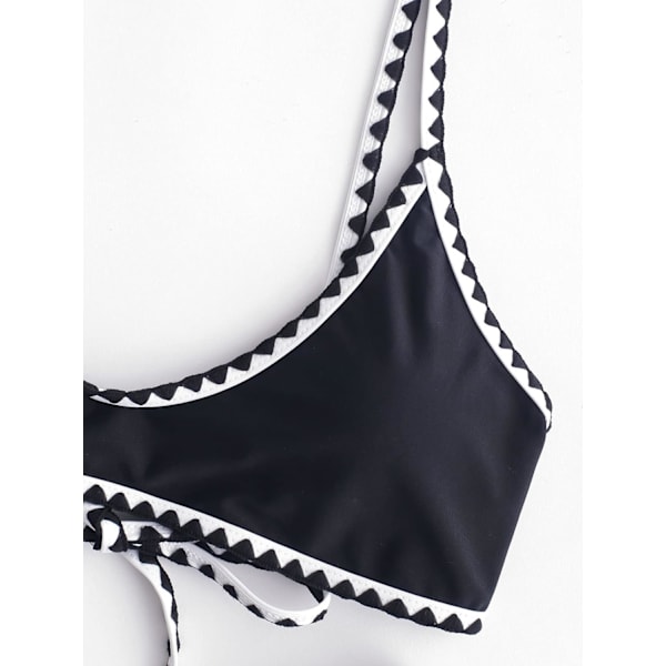 WJSM Naisten Solmittava Pehmustettu Korkea Leikkaus Bralette Bikinin Setti Kaksi Osainen Uimapuku 2-black L