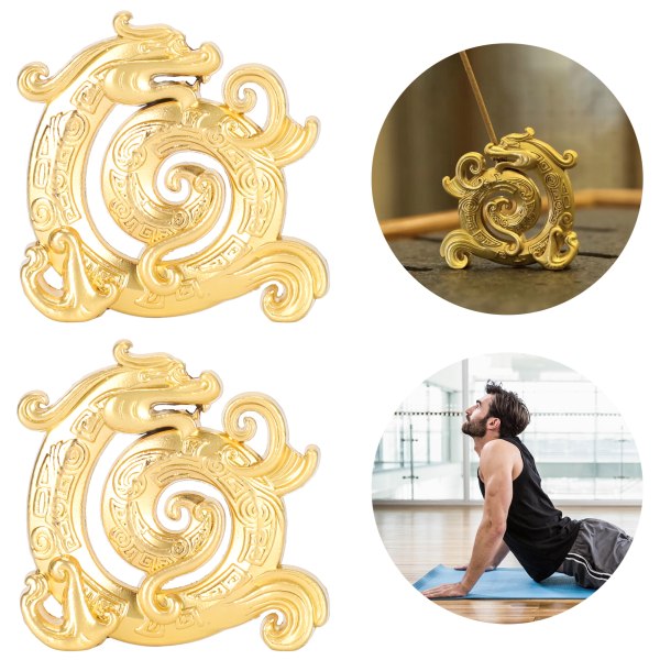 2 st rökelsehållare för pinnar Sandelträ brännare legering Meditation Yoga drakformade prydnader Gold