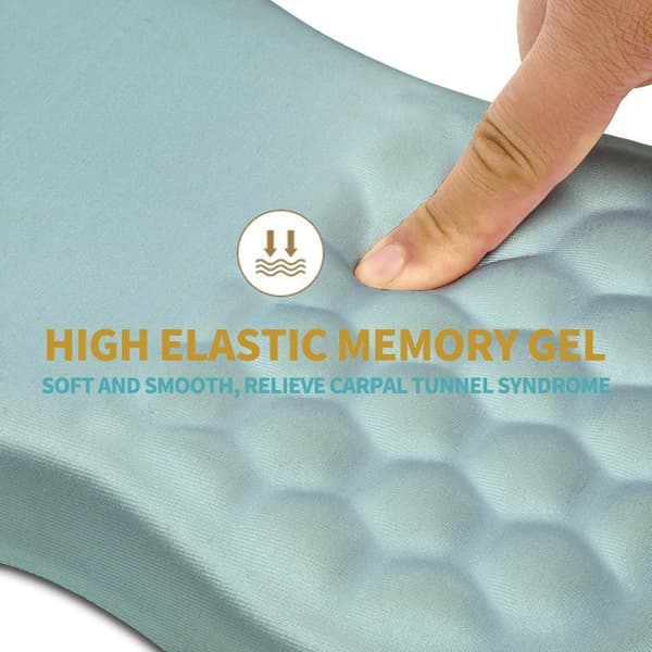 Ergonomisk musemåtte med håndledsstøtte, massage design smertelindrende musemåtte, memoryskum og skridsikker PU-base til trådløs mus, hjem -Light Blue