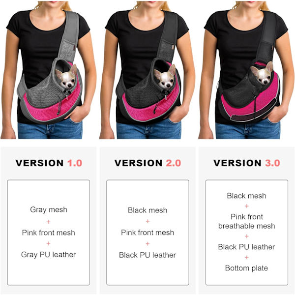 Bæresele til kæledyrshunde, åndbar mesh, rejse sikker bæresele til hunde og katte Pink Medium