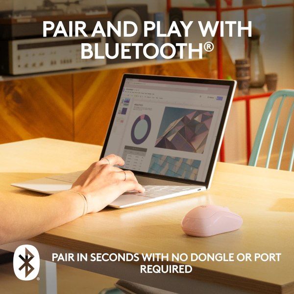 Logitech M221 Trådlös Bluetooth-mus, Kompakt, Smidig Spårning, 18 Månader Batteritid för Windows, macOS, ChromeOS, Linux, Kompatibel med PC, Mac, Bärbara datorer Pink