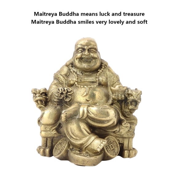 Ren Messing Smilende Maitreya Buddha Geomantisk Samling Symbol for Velstand og Lykke