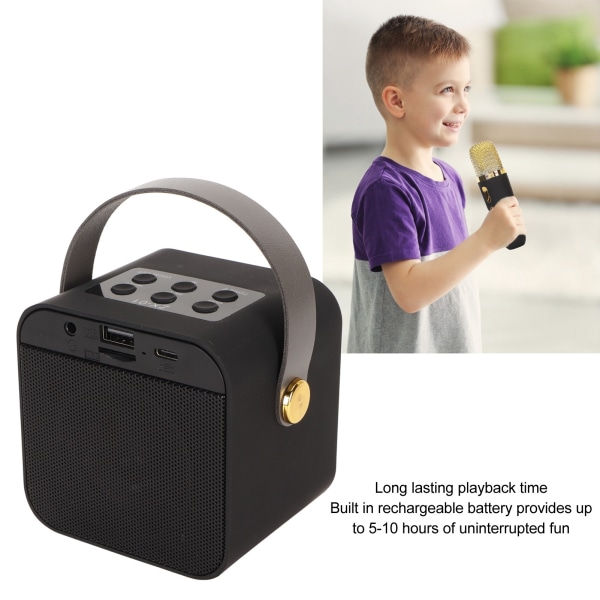 Barnens Mini Karaoke Maskin BT 5.3 LED Ljuseffekter Trådlös Bluetooth-högtalare med 2 Mikrofoner för Fest