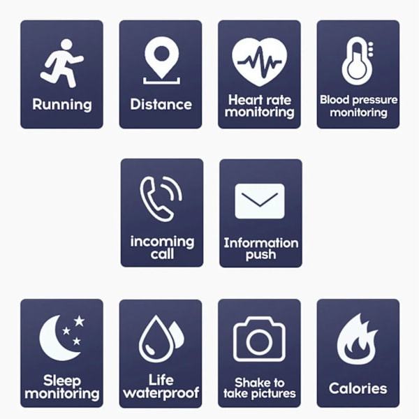 1,4 tommer Smart Watch 150mAh Skridttæller Alarm Indgående Besked Alert Sportstilstand Vandtæt Fitness Watch til IOS 9.0 til Android 5.0 Smartphone Blue