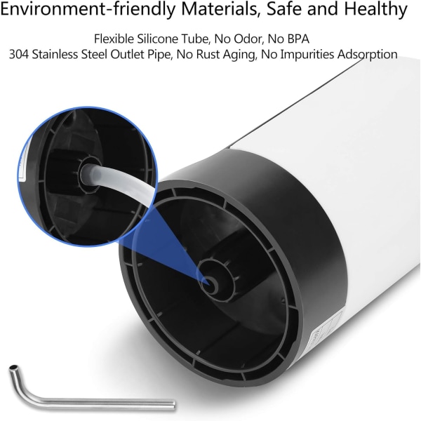 Automatisk drikkevandspumpe, USB-opladning, bærbar elektrisk vanddispenser tænd/sluk-knap, til 5 gallon (ca. 15,7 liter) universalflaske White