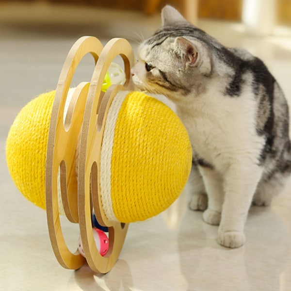 Cat Scratcher Toy Innovativ Planet Platespiller slipeklør Ripemotstand Dobbelside Sisal Kattunge skrapeball 19cm7.5in