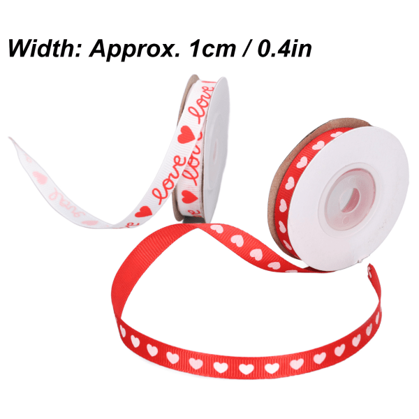 4 Rolls Heart Printed Fabric Ribbons Delicate Patterns Valentine's Day Ribbons for Wedding Decoration Gift Packaging