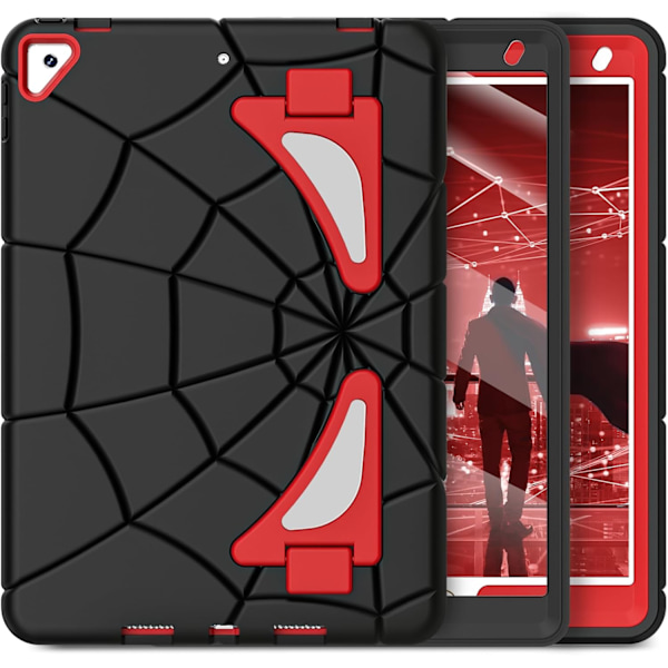 Kotelo iPad Pro 11 2024 -sukupolvelle, särkymätön ja kestävä iskunkestävä suojakotelo jalustalla lapsille Black Red iPad pro11 (2024)